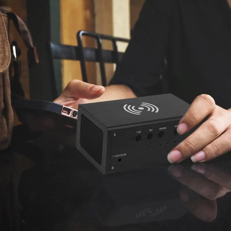 Деревянный светодиодный Будильник с fm-радио беспроводной Bluetooth динамик поддержка Aux TF USB музыкальный плеер беспроводной для рабочего стола спальни