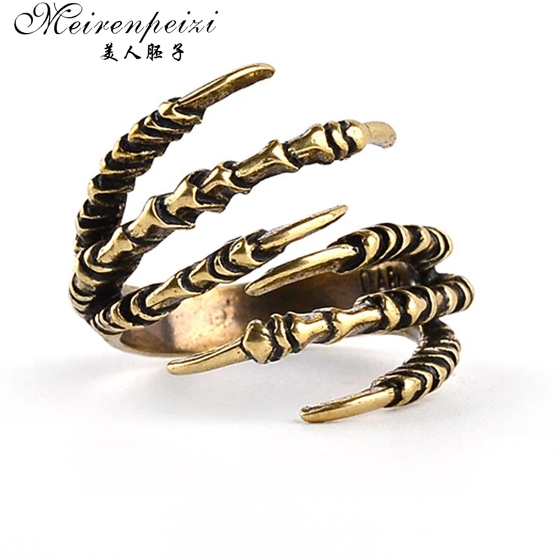 

New Fashion Ring Brass Finger Knuckle Punk Rock Men Women Biker Ring Vintage Gothic Jewelry Bronze Color Dragon Claw Ring