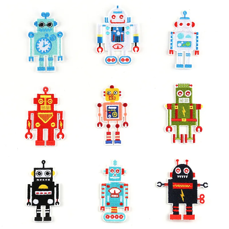 Милые железные нашивки в виде робота для одежды Mr Robot вышитые железные наклейки на одежду нашивки для одежды