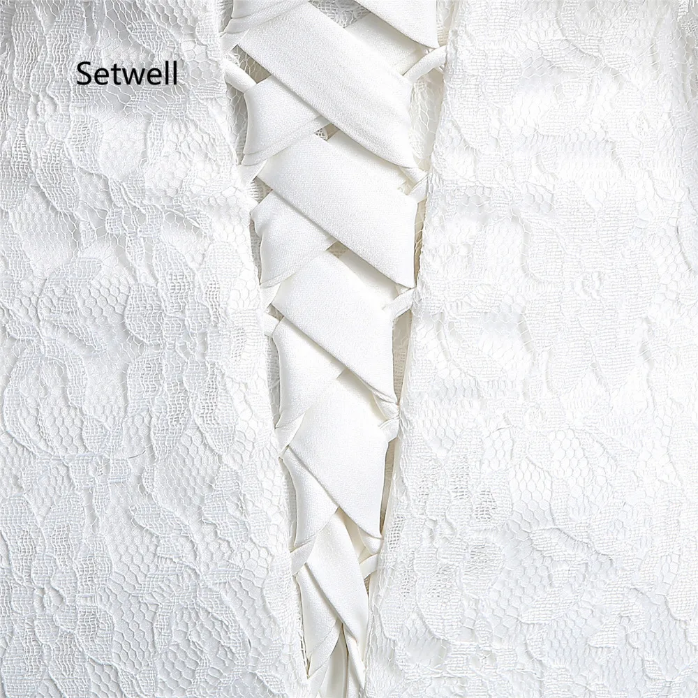 

Setwell White Full Lace Wedding Dresses With Cape High Quality Sweep Train Mermaid Wedding Dress Vestido De Noiva