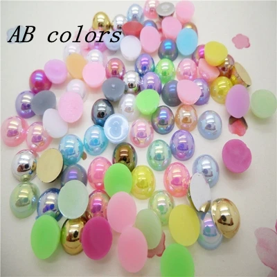 Free Shipping 300Pcs/lot 5mm AB Colors Craft ABS Imitation Pearls Half Round Flatback Resin Scrapbook Beads Decorate Diy | Украшения и