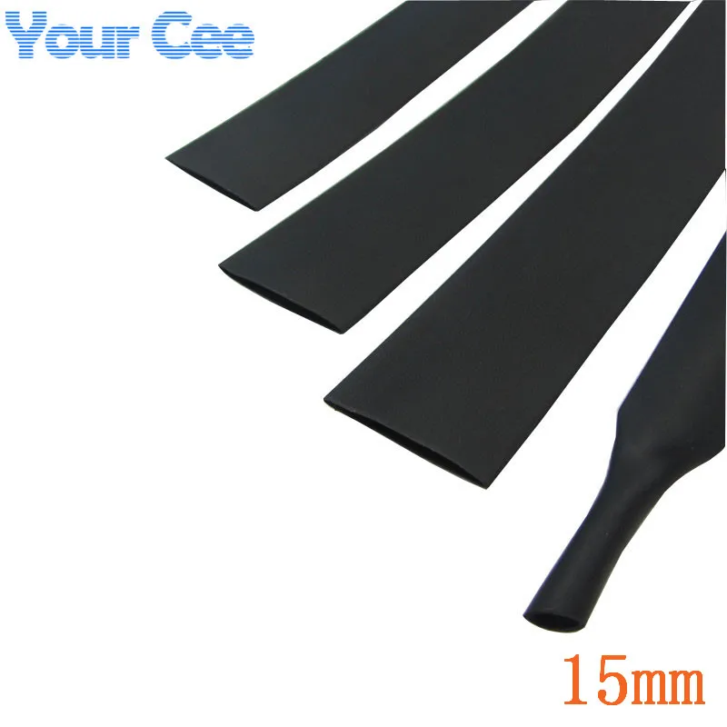 Черные изоляционные рукава 1 м термоусадочные трубки для проводов комплект