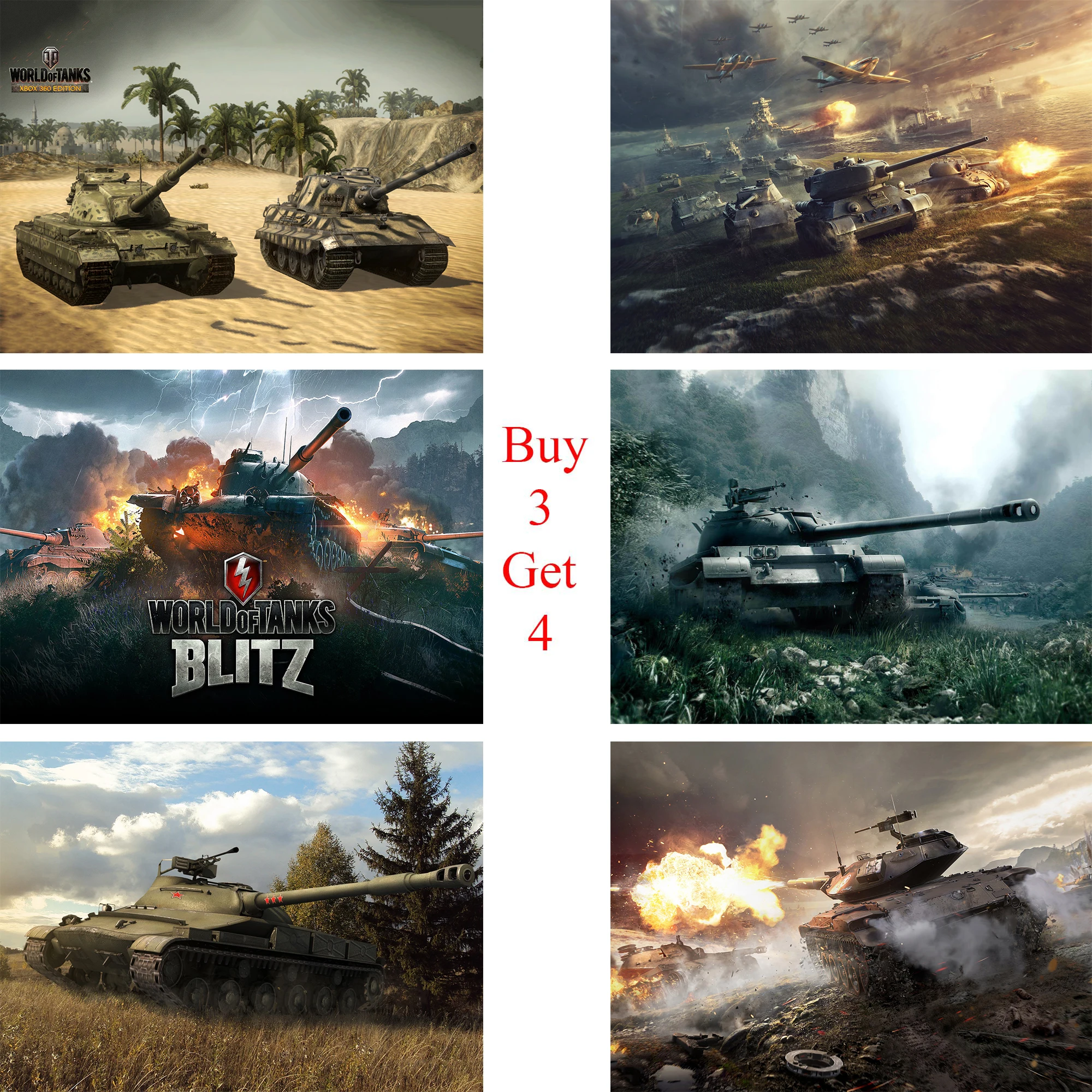 Постеры World of Tanks настенные наклейки для игр белая бумага с покрытием принты