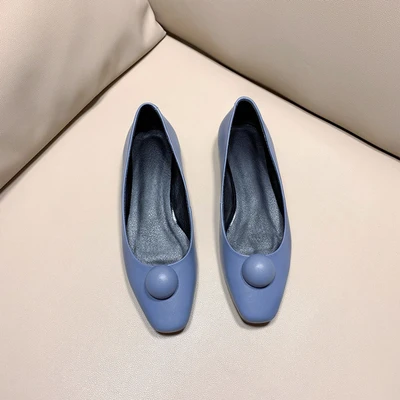 2019 г. Весенне-осенние туфли на плоской подошве с квадратным носком круглым