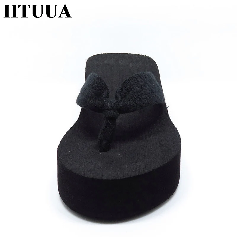 HTUUA/Повседневные вьетнамки женские танкетки на платформе шлепанцы удобные