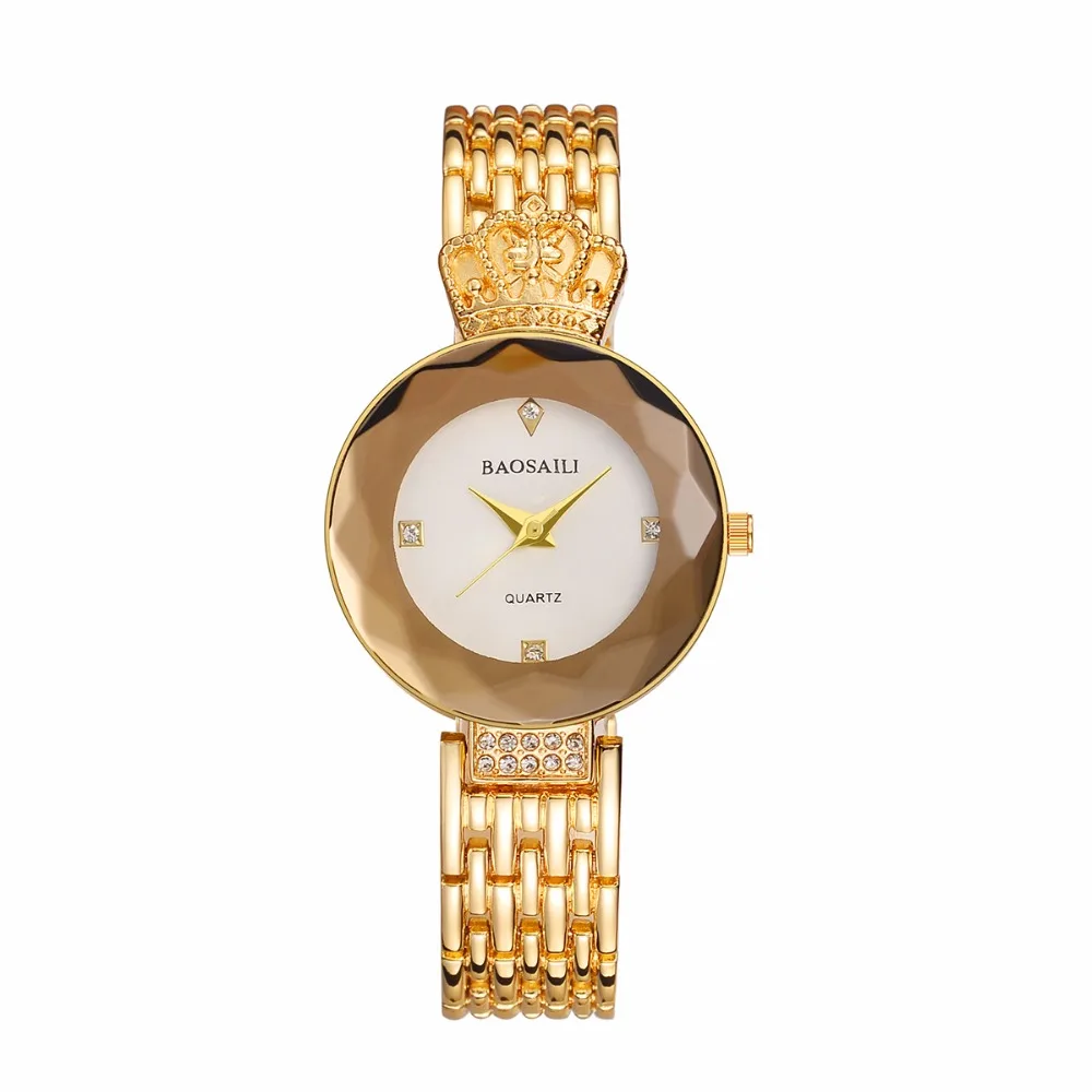 Бренд baosaili 2 цвета Мода Хрустальная корона женские часы Relogio Feminino ремешок для часов из сплава дамы кварцевые наручные 45