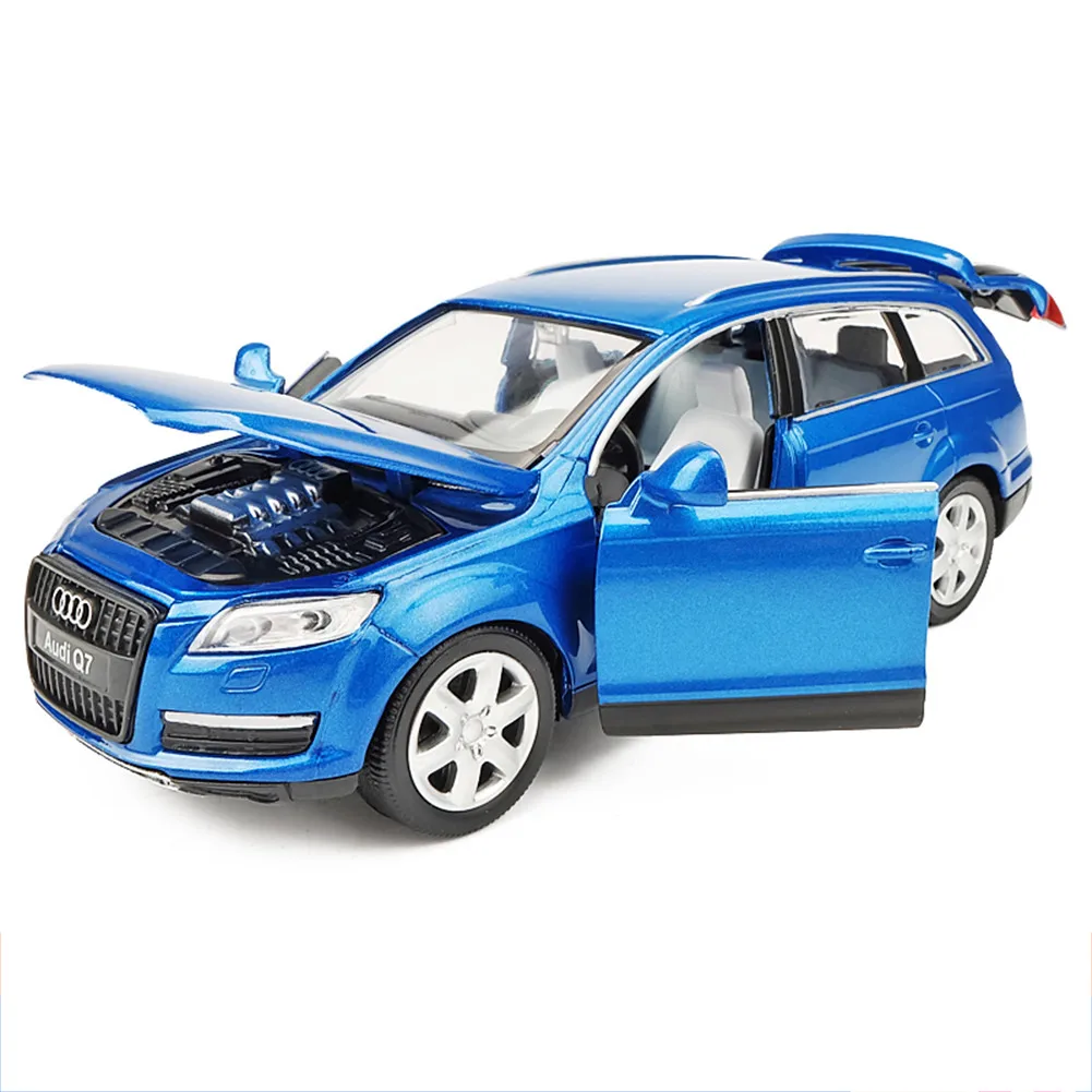 1:32, мини Audi Q7, модель из сплава, Акустооптическая Модель, игрушечный автомобиль из сплава, оттягивается, мигающая модель автомобиля, коллекция хобби
