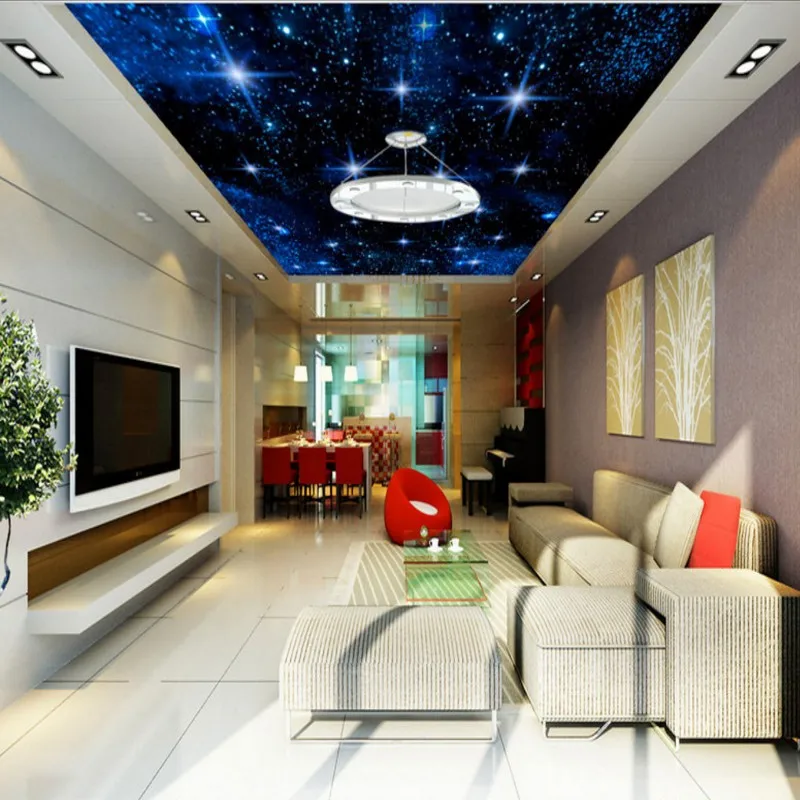Фотообои Звездная ночь с голубым небом для украшения Зенит потолок дизайн обои