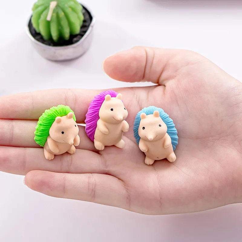 1pcs Cute Hedgehog Pencil Rubber Erasers Soft Durable for Kids Student Gift Stationery School Supplies