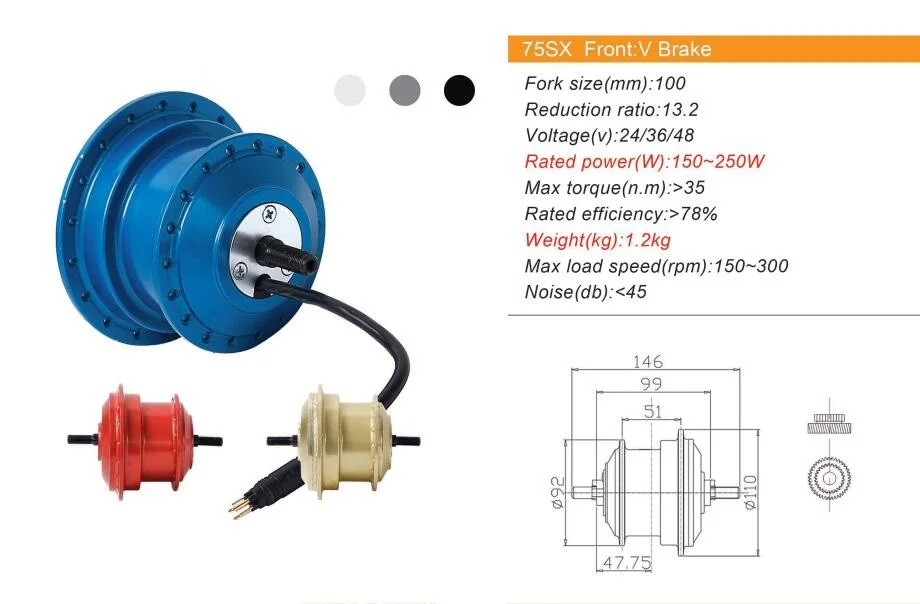 AKM-Q7SX 24V 250W переднее мотор, фара для электровелосипеда в 24V 250 Вт мотор для центрального движения/вилка size-100mm Q75SX 24V 250 W, фара для электровелосипеда в электродвигателя: 201 или 328