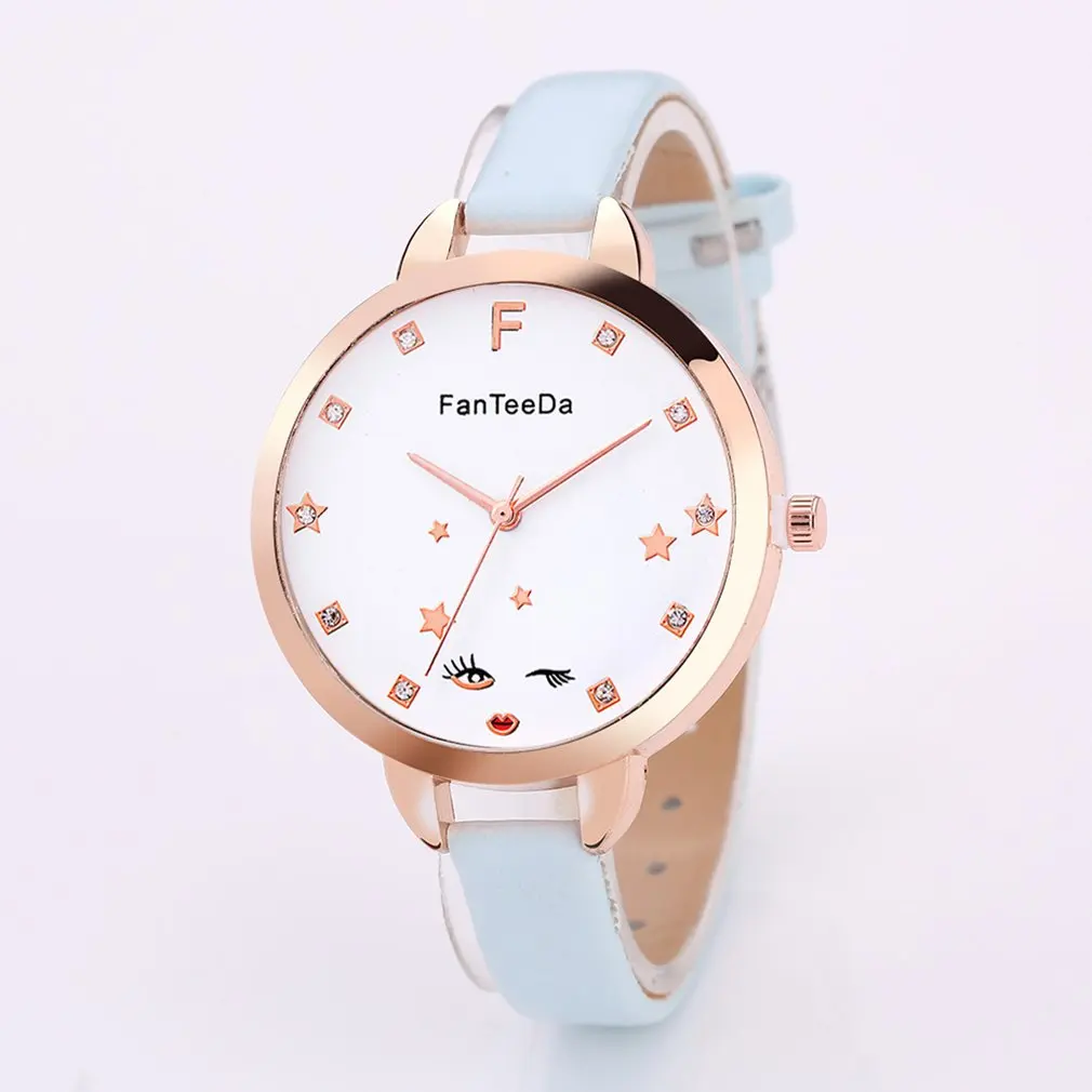 Новые Сексуальные женские кварцевые часы с узором красные губы чернила звезда PU