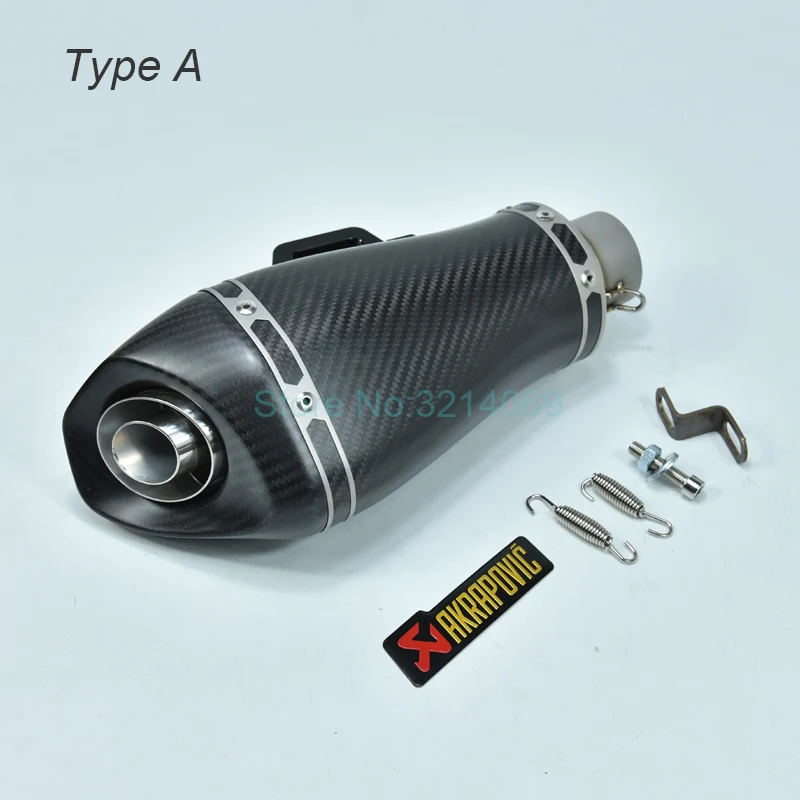 Type A Универсальный мотоцикл Akrapovic выхлопная труба 51 мм углеродного волокна короткие глушитель для GSX250 R6 R25 Z900 GSXR750 ZX6R с DB убийца - Цвет: Type A