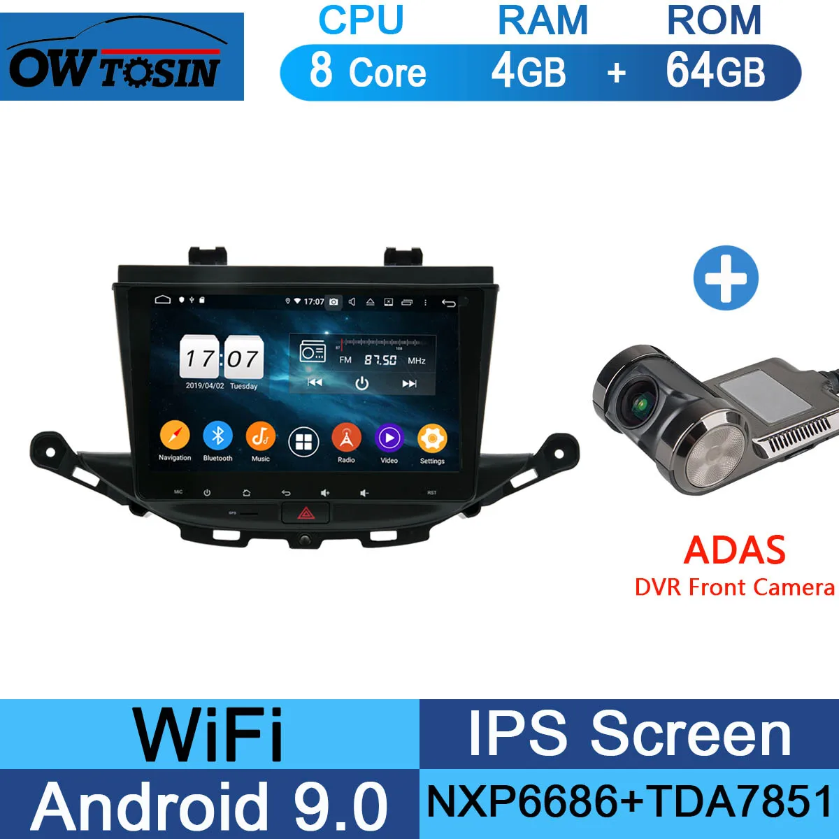 64G Adas Camera " ips Восьмиядерный 4 Гб ОЗУ+ 64 Гб ПЗУ Android 9,0 автомобильный dvd-радиоплеер gps для Opel Astra K DSP CarPlay Parrot BT Adas - Цвет: 64G Adas Camera