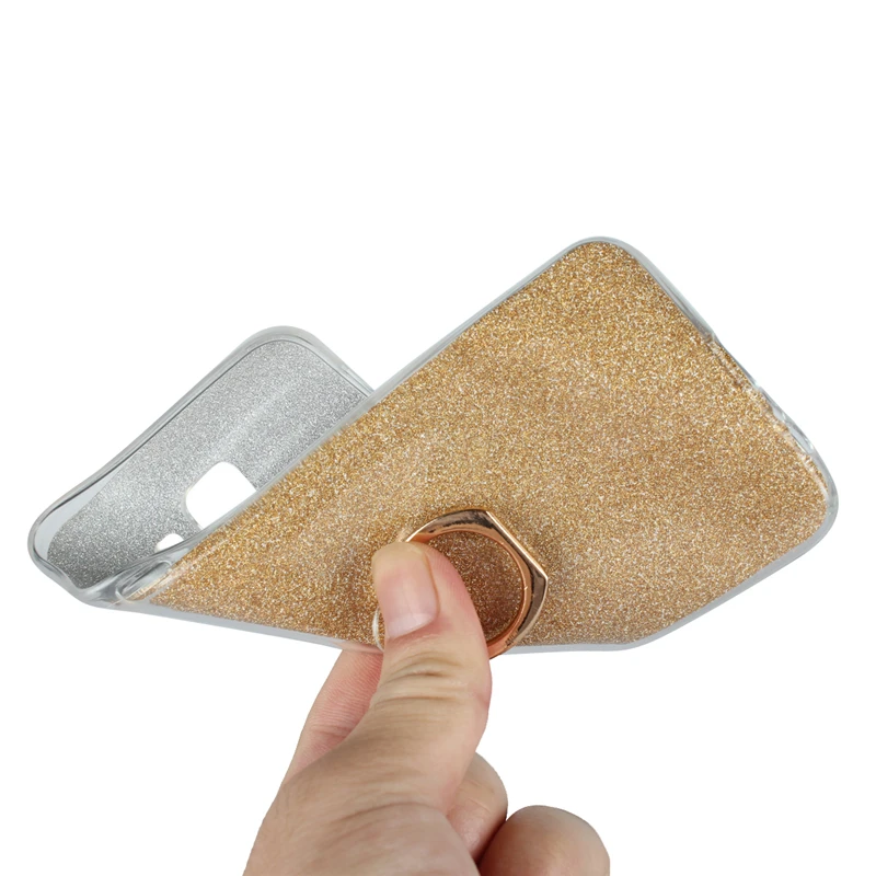 sFor Cover Samsung Galaxy J6 Case 2018 Soft Fashion Bling Glitter Ring Holder TPU Shell Phone For Fundas |