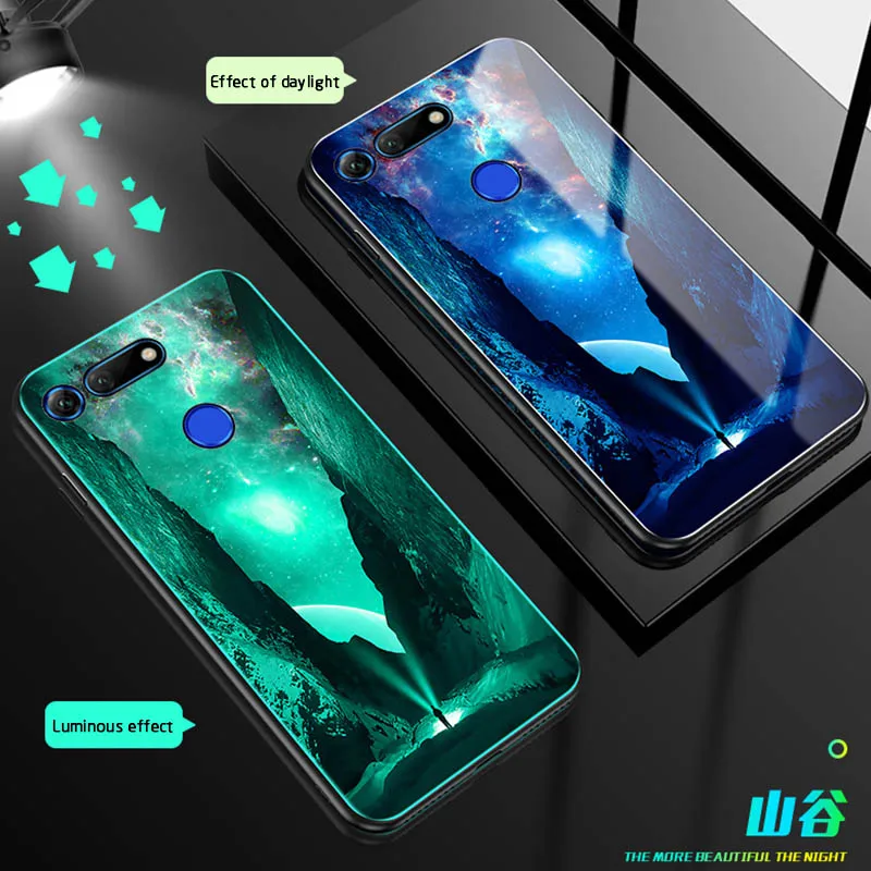 Светящийся стеклянный чехол для huawei P30 P20 mate 20 pro задняя крышка для Honor 20 pro V20 10 play 7X9 Lite 8X 9X pro Футляр для телефона - Цвет: 04