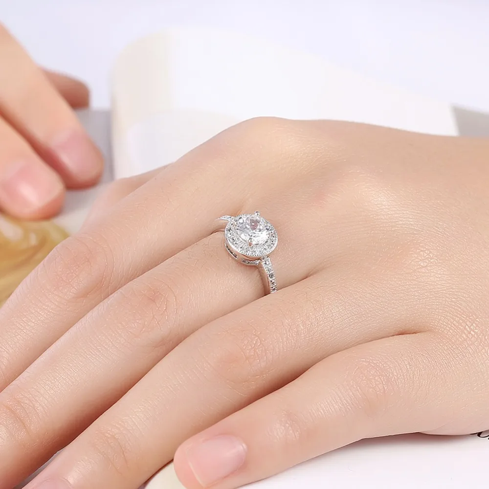 Микро шипованных Циркон Большой Круглый Полный Rhinestone CZ Стерлингов Серебряные