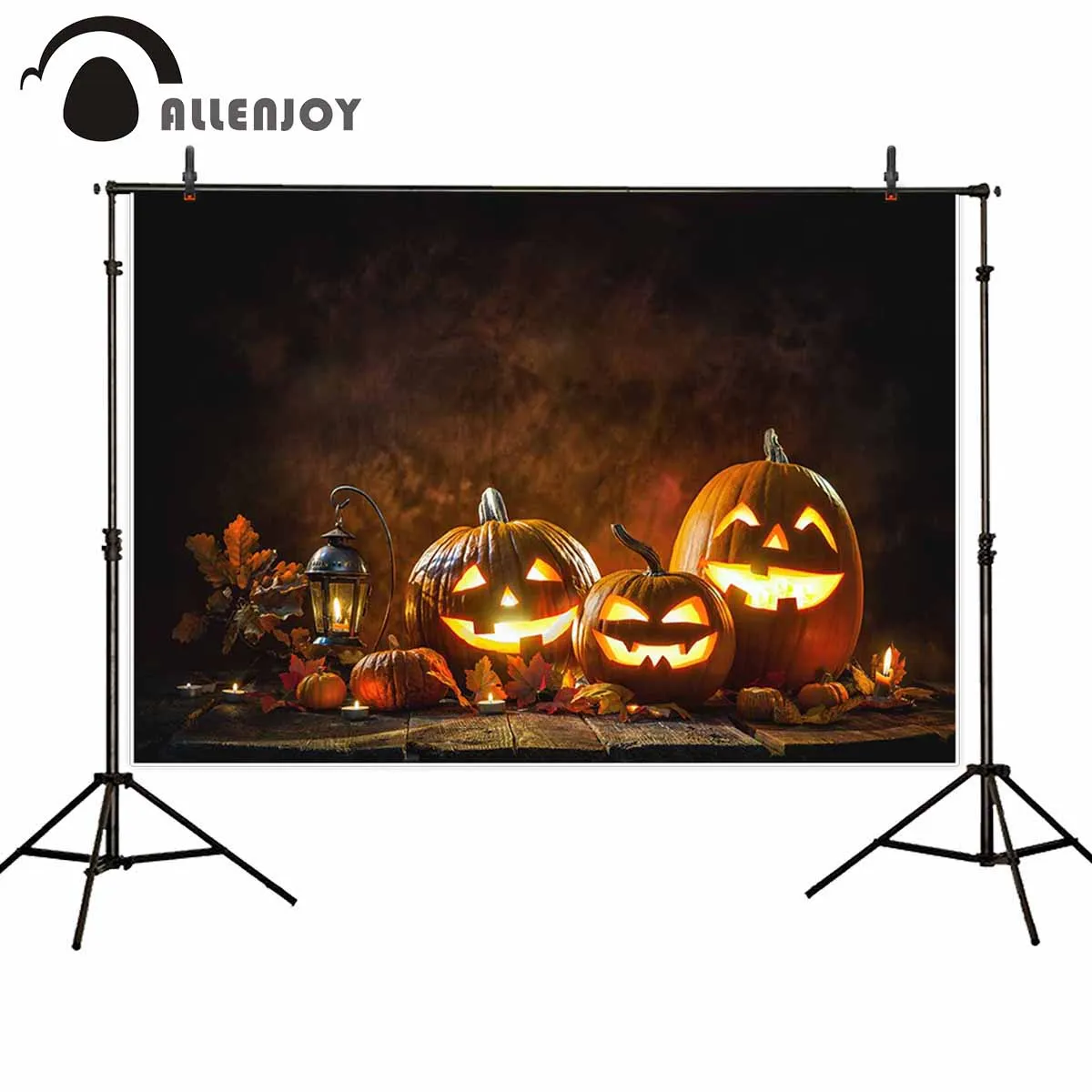 

Allenjoy фон для фотостудии Хэллоуин Тыква Голова Джек Фонарь Свечи задний фон вечерние украшения фотосессия