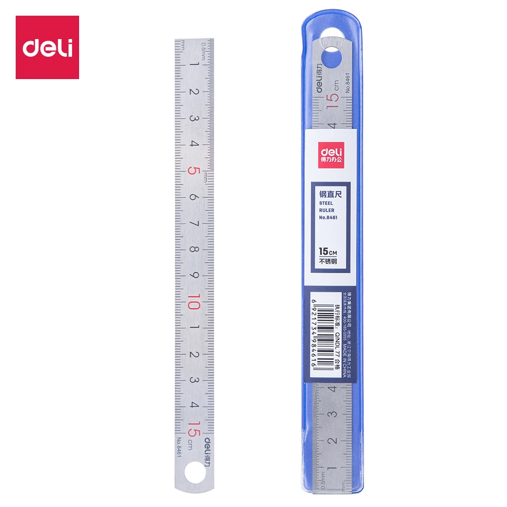 

DELI Steel Ruler 15cm Metal Stainless Iron Straight Ruler Measure Tape Office Supply