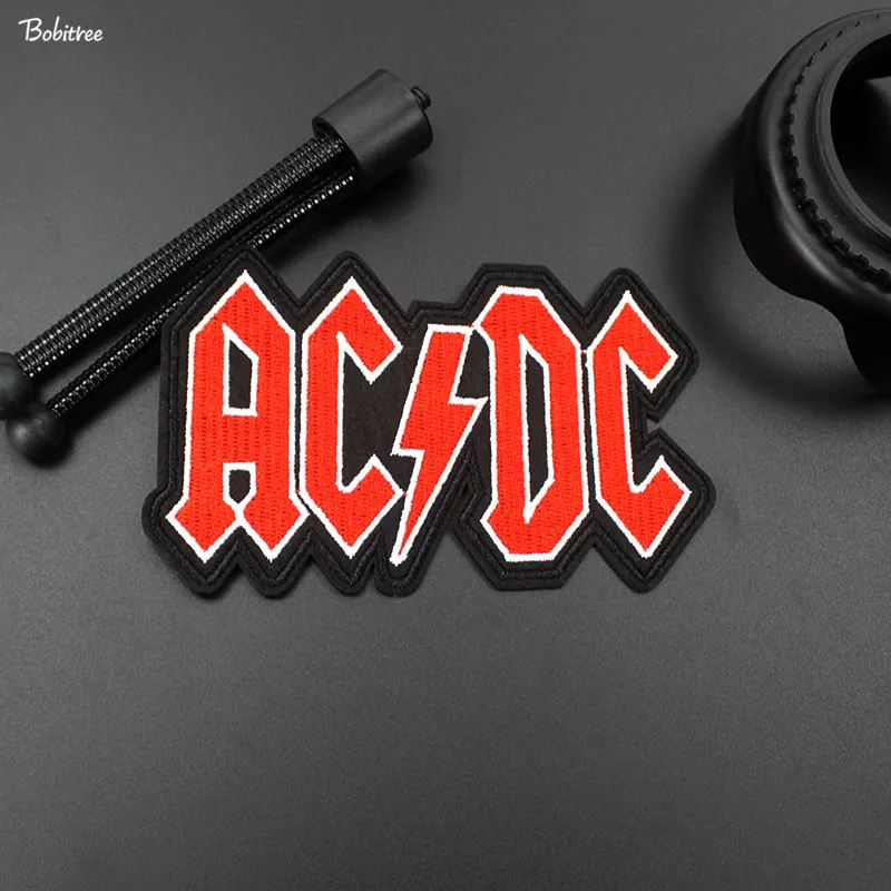 Мода красный ACDC Гладильные значки-нашивки рок-музыка наклейки вышивка аппликация для куртки джинсы DIY Пэчворк