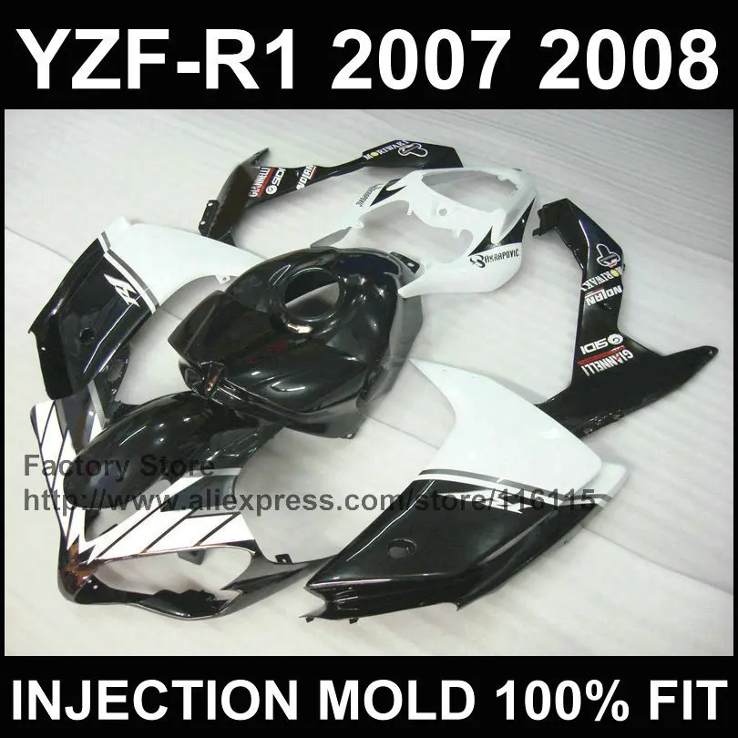 Комплекты обтекателей ABS для мотоциклов YAMAHA R1 2007 2008 YZF 07 08 черно белый обтекатель
