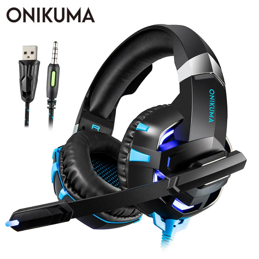 ONIKUMA K2 7,1 объемный звук USB игровая гарнитура шлем Проводная PS4 Xbox One головные уборы с микрофоном Регулятор громкости для компьютера