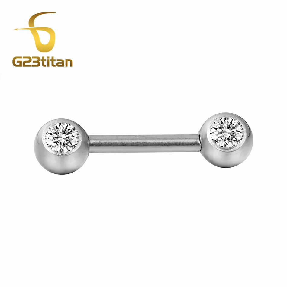 G23titan Hiphop 2pc 14G G23 титановая кристаллическая соска кольца для мужчин и женщин