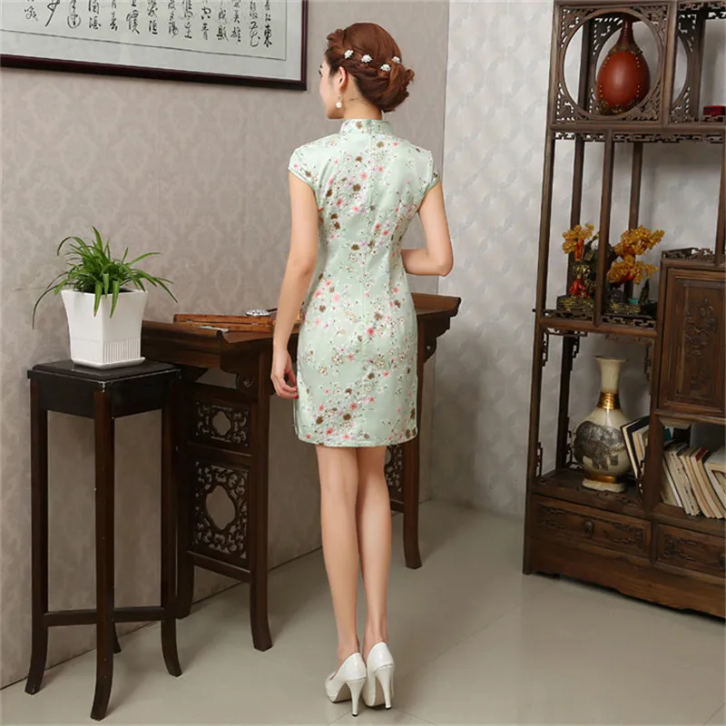 Fasbys китайская культура clothing cheongsam традиционный тонкий мини стенд воротник шелк