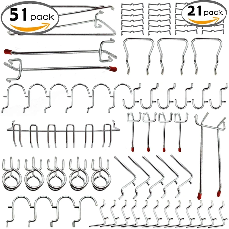 51 шт. металлические крючки Pegboard Крючки Pegboard вешалки для работы хранение в магазине подвесной инструмент для гаража дома Эфирное подвесное