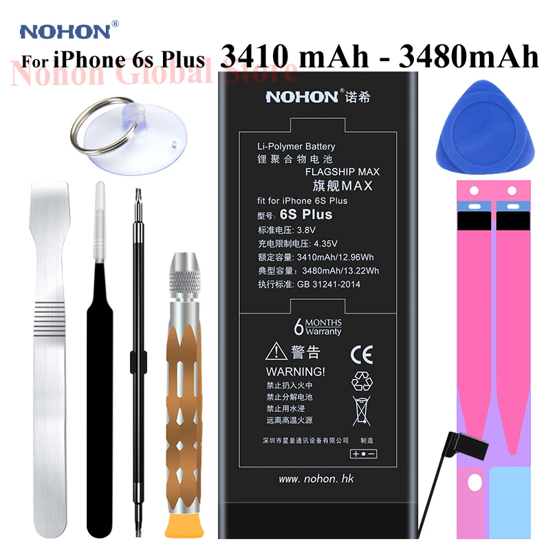 Аккумулятор Nohon для Apple iPhone 6s Plus, 3480 мАч, 6s Plus, 6s P, 3,8 в, сменные батареи, максимальная емкость, 3410 мАч, аккумуляторные батареи