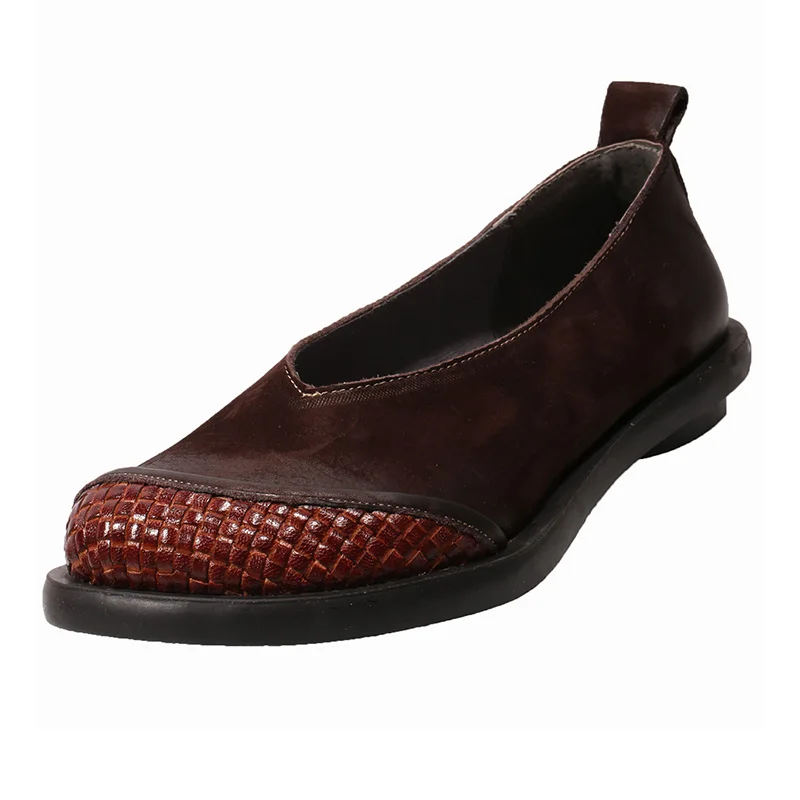 

Autumn 2019 Handmade Shoes Women Loafers Soft Leather Low Heels Lady Flats Casual Vintage Lady Genuine Leather Flat Shoes