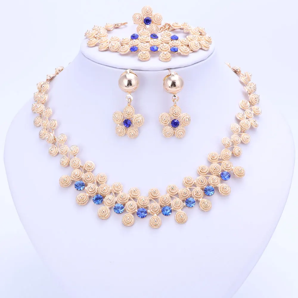 6 видов цветов Ювелирные наборы нигерийские африканские бусы Воротник массивное