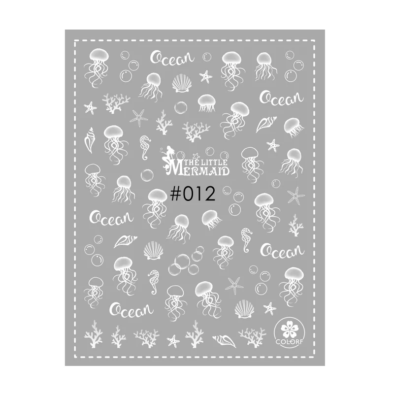 

1 sheet White Lace Flowers Nail Sticker Butterfly 3D Stickers Decals Jellyfish nail art sticker Nail Decorations
