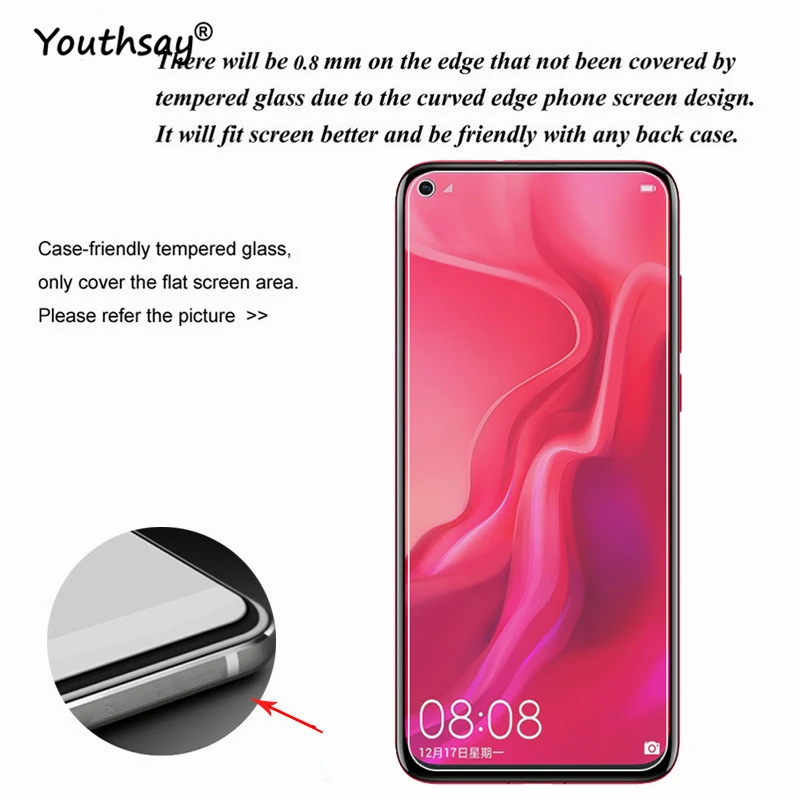 Pel&iacute;cula protectora de pantalla de tel&eacute;fono, cristal templado para Huawei Nova 4, pel&iacute;cula protectora de tel&eacute;fono para Huawei Nova 4, pel&iacute;cula para Huawei Nova 4, 2 uds.-1