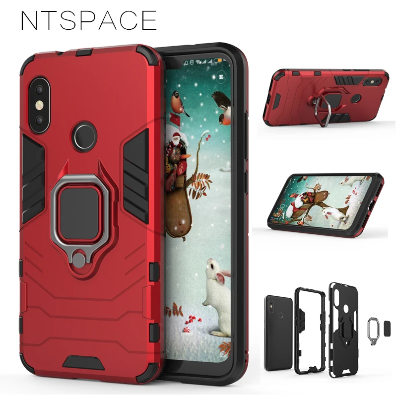 For Redmi 6 Pro Note 4 4X 5 Armor Case Luxury Magnetic Car Metal Ring Holder Stand Cover for Xiaomi Mi 8 6X 5X Max 3 | Мобильные