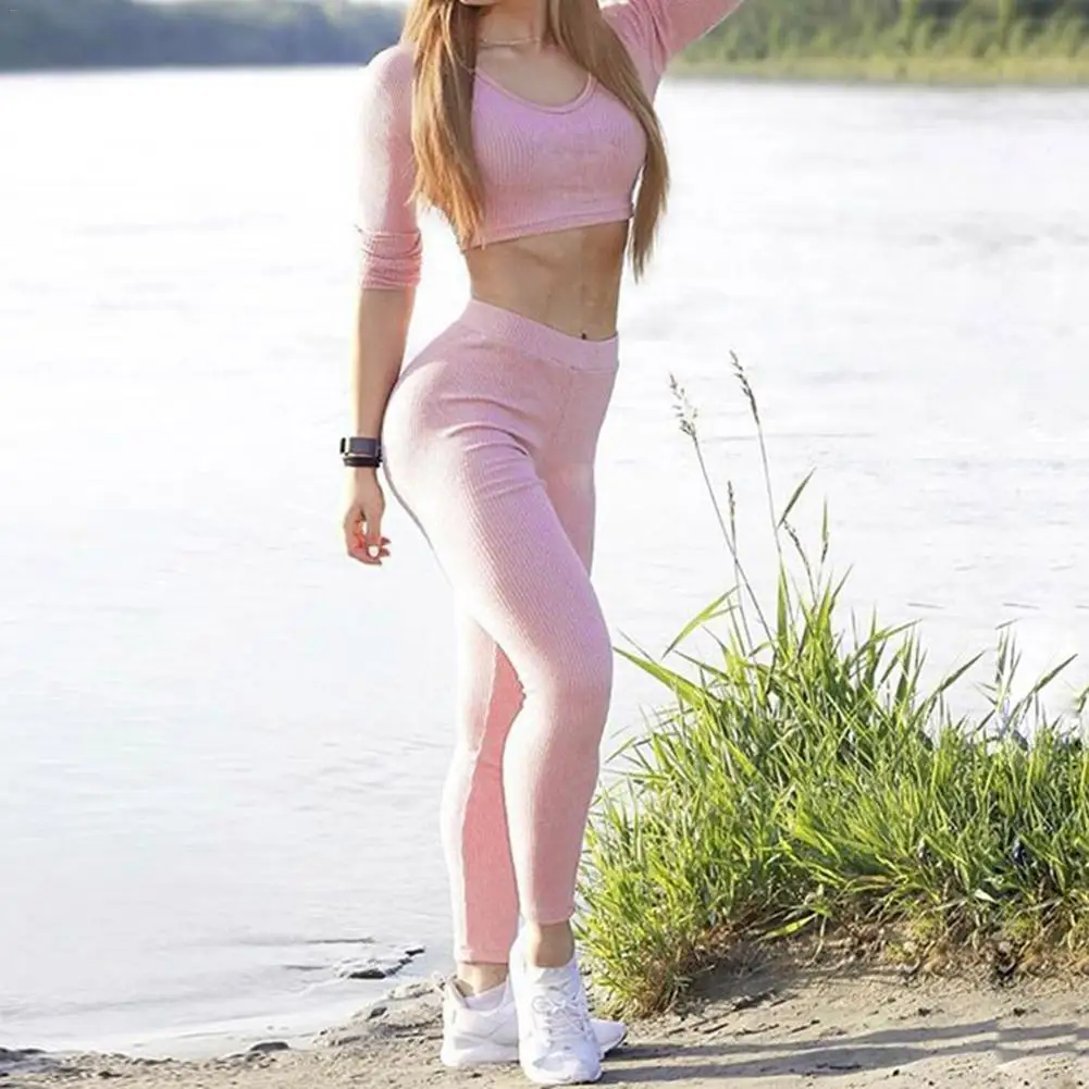 Женские воздухопроницаемые Стрейчевые тонкие комплекты для йоги фитнеса