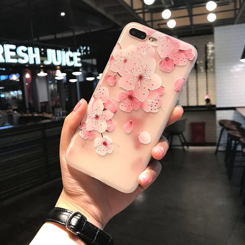 UYG case for iPhone 7 phone soft silicone&ampTPU material with 3D relief pattern iphone7 cover 6 6S+3d tempered glass |