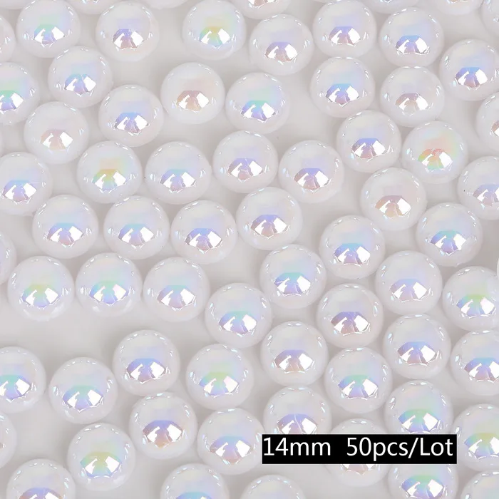 14mm 50pcs White 50-1000 шт. Мульти Размеры AB Цвета полукруглый Flatback Пластик ABS имитация жемчуг для шитья одежды DIY craft украшения - Цвет: 14mm 50pcs White