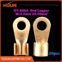 20pcslot ot 300a 12 2mm dia red copper circular splice crimp terminal wire naked connector for 25 70 square cable