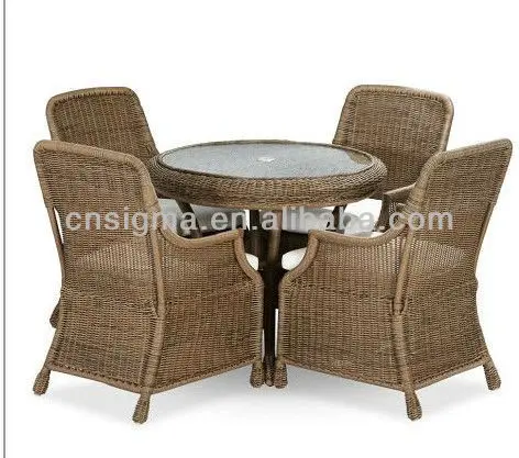 Индонезийская уличная мебель Синтетический Плетеный Круглый стол набор стульев
