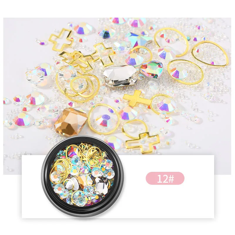 MORDDA 12 Style Crystals Mix Rhinestone Decoration For Nails Design Crystal Nails Art Decorations 3D Nail Jewelry For Manicurea - Цвет: 12