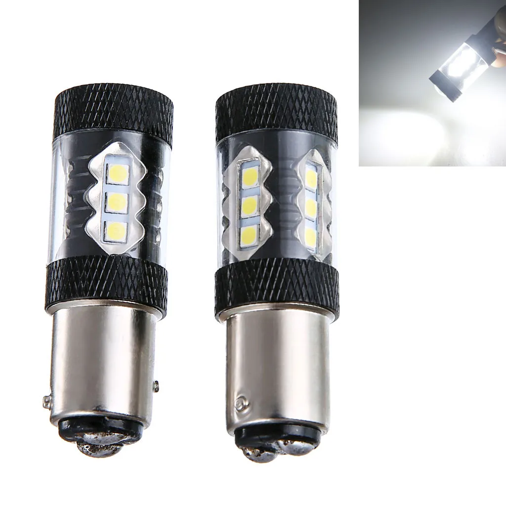 2pcs Car LED Light 3030 1157 BAY15D 16SMD 80W 6000K 900LM Brake White Turn Signal Bulb Bright |
