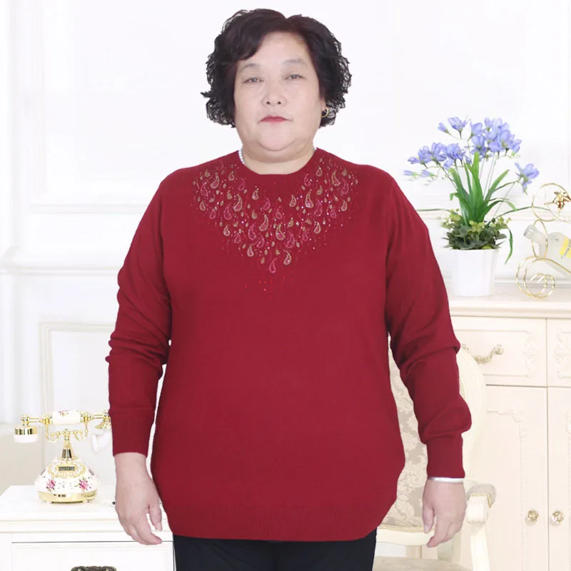 Plus size 4XL 8XL 2018 new middle-aged fashion large pure wool sweater PJ8502 |