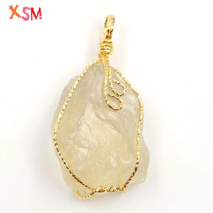 xinshangmie Simple Design Rose Gold Color Irregular Shaped Natural Amethysts Quartzs Wire Wrapped Pendant Charm Jewelry | Украшения и