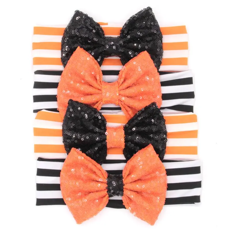 Обруч для волос в полоску с большими блестками 4 шт./лот|cute headband|halloween headbandbig sequin bows