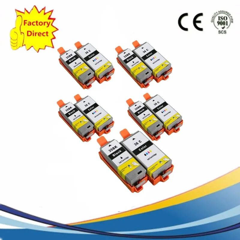 5SET 10PCS PGI-35 PGI35 PGI-35BK CLI-36 струйных картриджей Замена для Canon Pixma IP100B IP100 IP100 с батареей мини 260 320 - Цвет: 5SET 10PCS