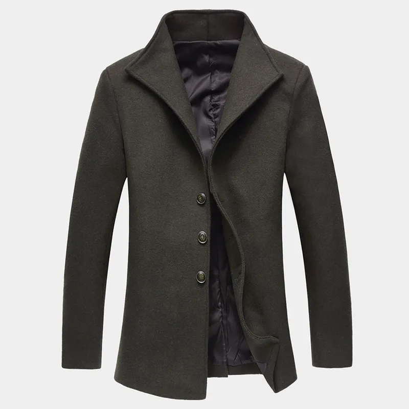 

Winter men business casual trench Coat Men's Fashion woolen jacket Men's casual coats High Quality wool Outerwear men windbreak