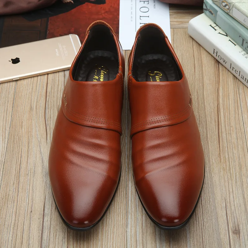 2018 Big size fashion Mature man soft leather shoes flats wedding Business dress dad slip on Pointed toe AA-65 | Обувь
