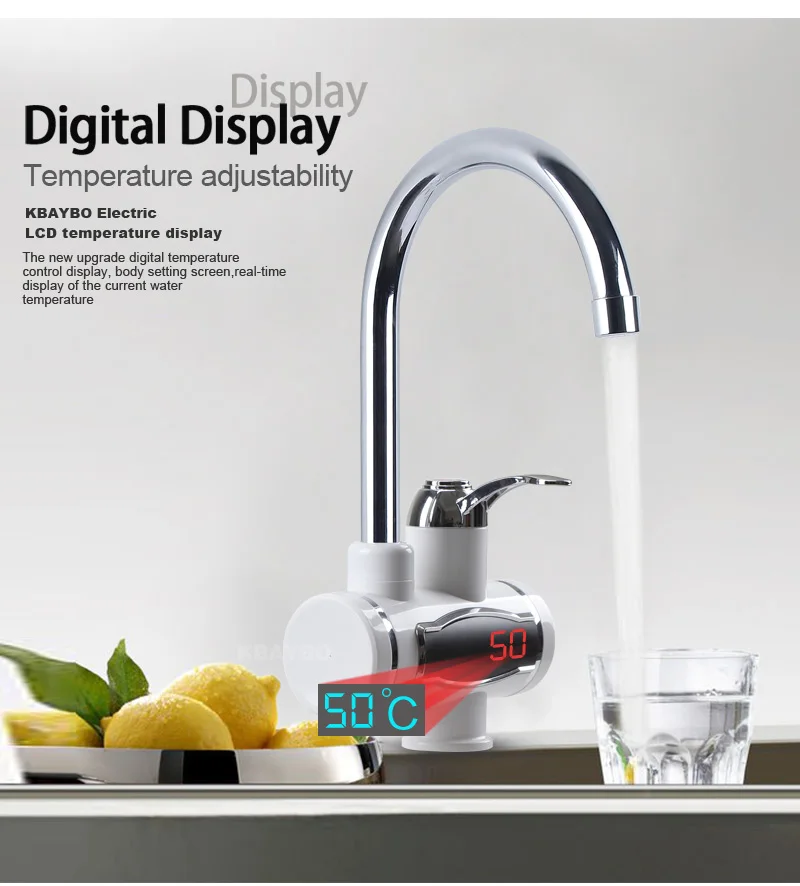 Мгновенный Tankless Электрический водонагреватель кран кухонный Электрический кран с Светодиодная панель температурного контроля 3000 Вт