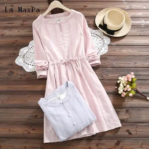 La MaxPa женское платье рубашка новинка 2018 весна осень хлопок Vestidos с длинным рукавом