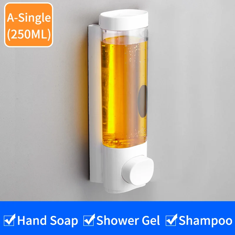 A-Single Liquid Soap Dispenser Wall Mounted 500ml Shower Gel Shampoo Dispenser Detergent Triple Hand Hotel Mall Kitchen Hand Soap Bottle - Цвет: A-Single